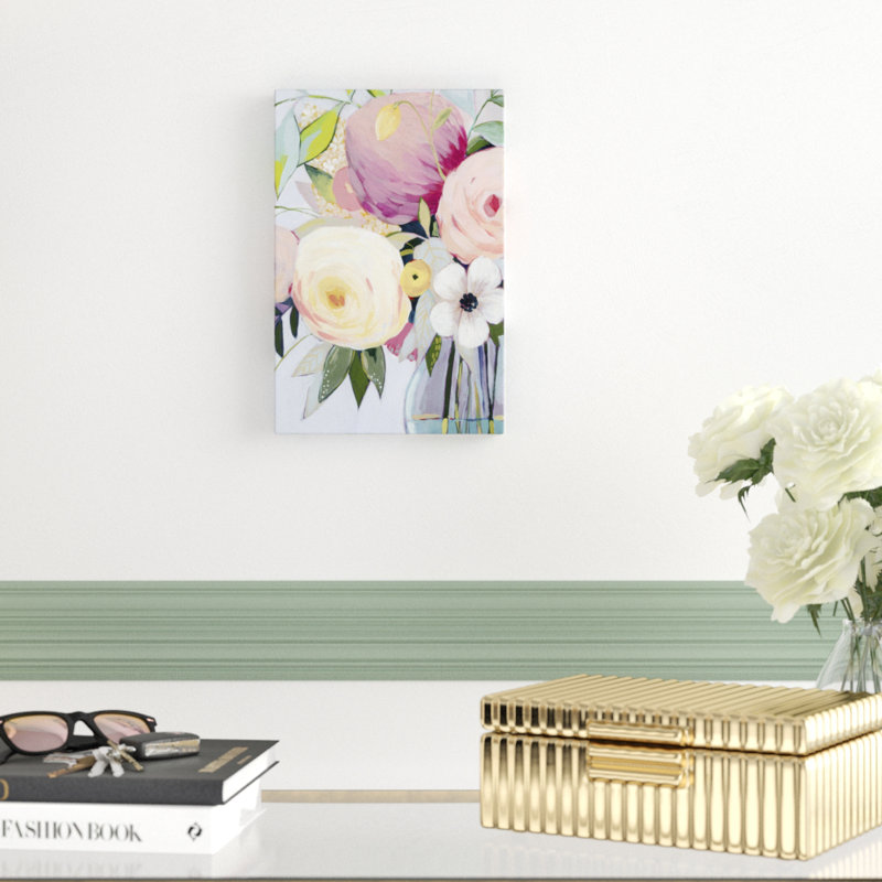 «Georgia Bouquet I», peinture sur toile, H 12 po x l 8 po