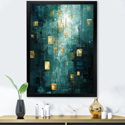 «Sudden Serenity Abstract Turquoise and Gold», reproduction sur toile