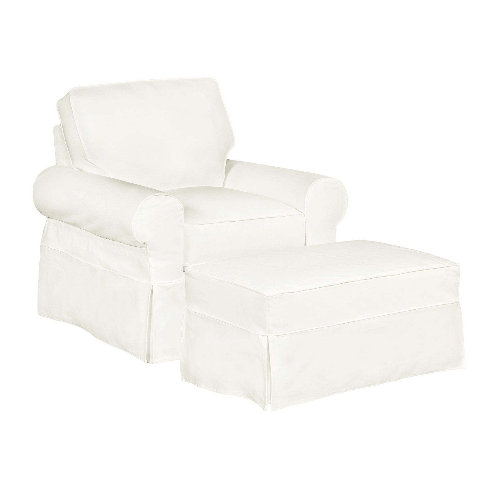 Porter 34" Ottoman, Bayou Off White Canvas