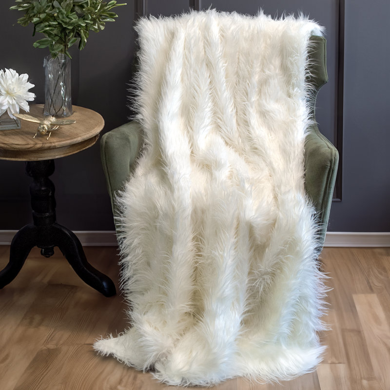 Jeté en fausse fourrure blanc de luxe Thomas Collection®, L 60 po x l 36 po