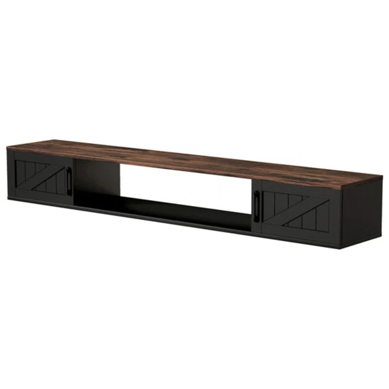 67'' Floating TV Stand for TVs up to 78", Farmhouse Wall Mounted Entertainment Center with Storage Cabinets & Open Shelf, Modern Wood Media Console