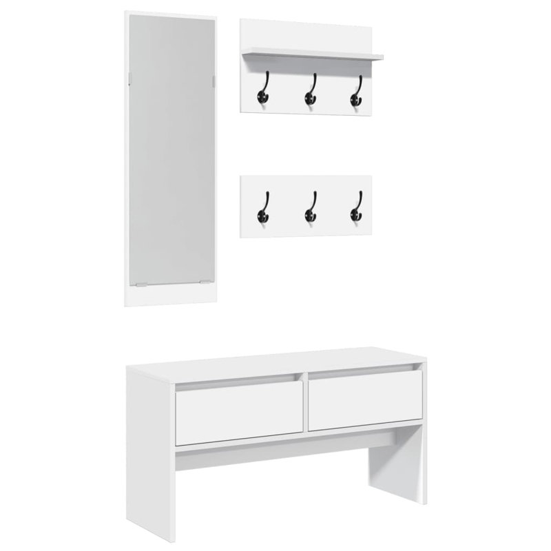 4 Piece Hallway Furniture Set Engineered Wood, White