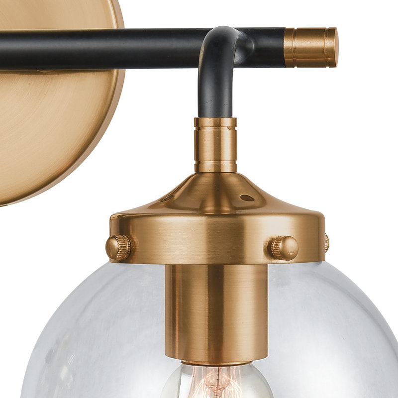 Corbridge 15'' Wide 2-Light Vanity Light - Matte Black with Antique Gold, Gold, 12" H x 15" W x 8" D, 2 Lights