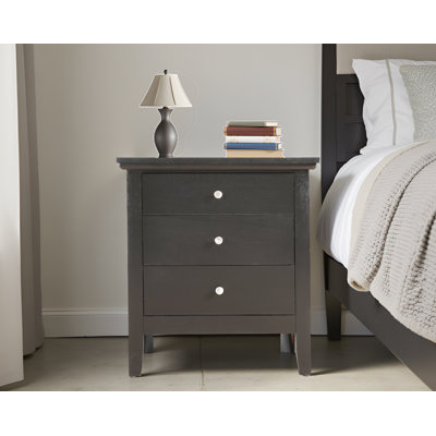 Lausanne Black 3 Drawers Nightstand