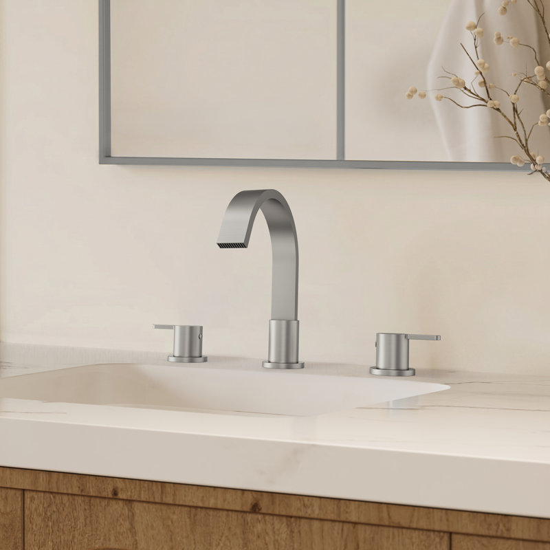 Robinet de salle de bain surdimensionné à 3 trous et 2 poignées avec drain, Nickel brossé