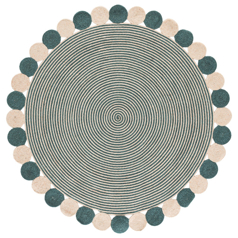 Tapis d'intérieur tressé à la main sans motif, Rond 6 pi 0 po x 6 pi 0 po