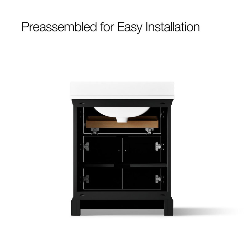 Charlemont 30 In. Bathroom Vanity Cabinet With Sink And Quartz Top, Brushed Brass, Dark Warm Gray, 30"