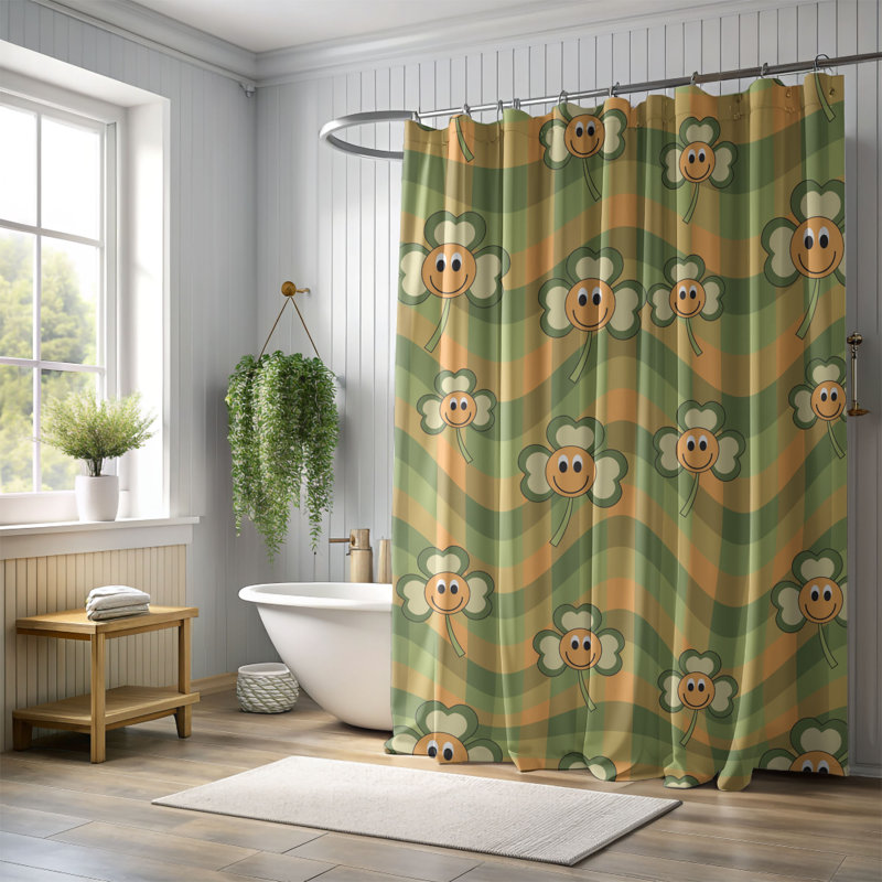 Paire rétro - Rideau de douche Premium 158, H 74 po x l 71 po
