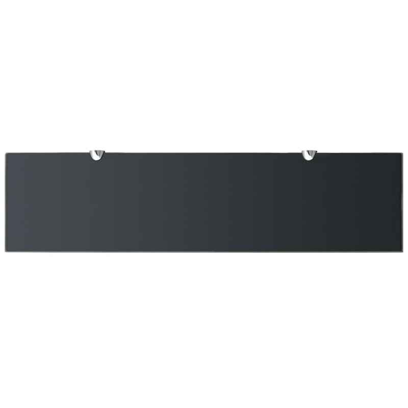 2 Piece Glass Floating Shelf, 0.8cm H x 80cm W x 20cm D, Black