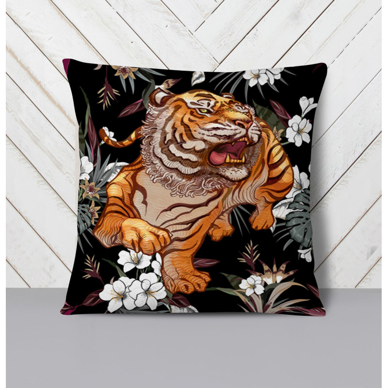 Throw Pillow With Insert, Black/Orange 3, 20"H x 20"W