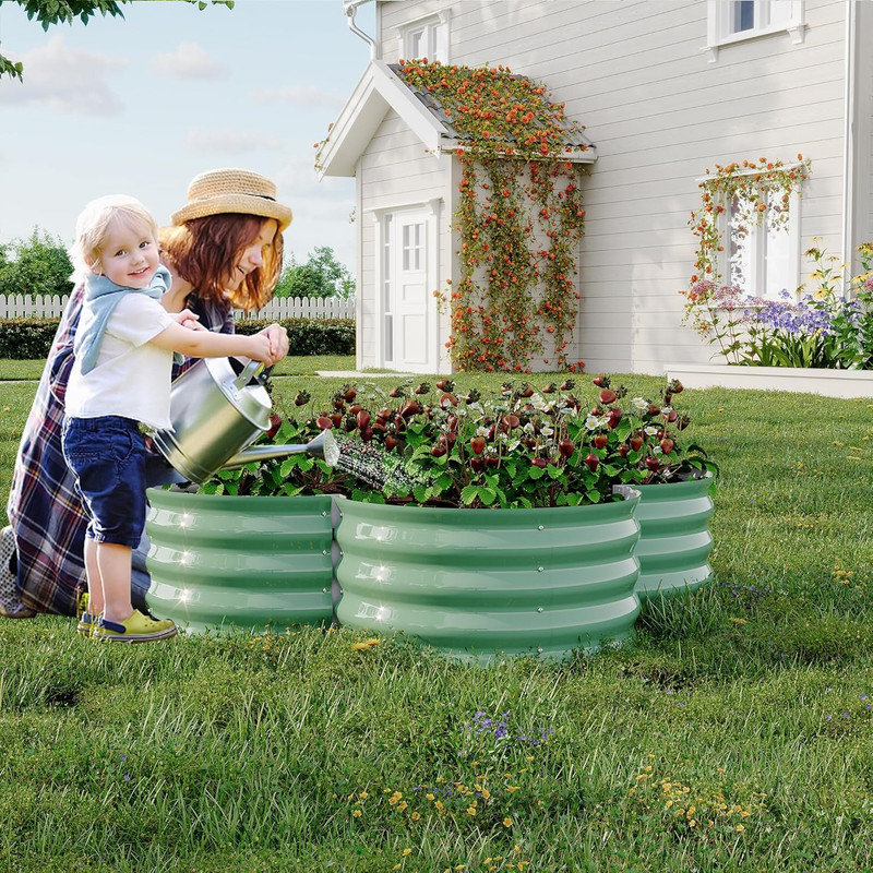 2-Pack 4x4 FT Galvanized Raised Garden Bed, Open Base Planter Box for Vegetables & Herbs, Green