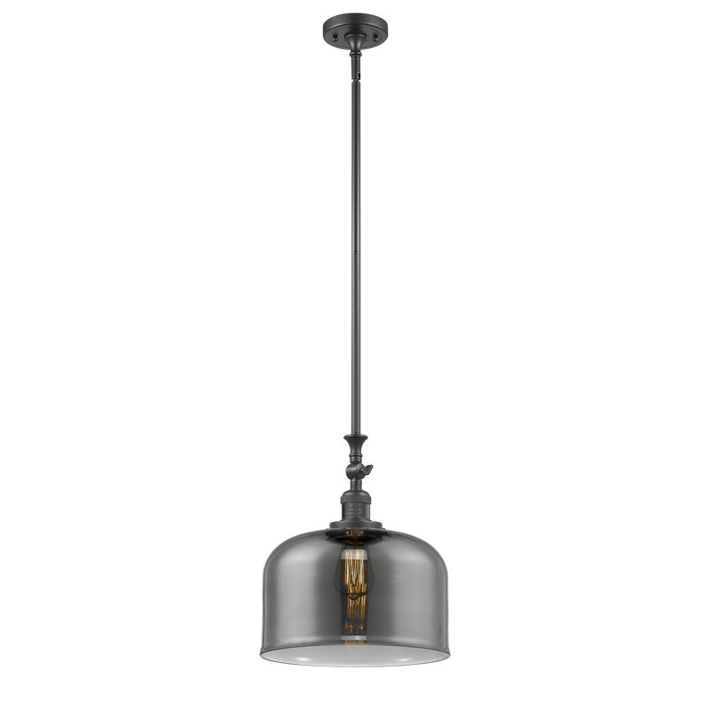 Hiers 1 - Light Single Pendant, Oil Rubbed Bronze, Plated Smoke, 6 Watt Vinage LED Bulb
