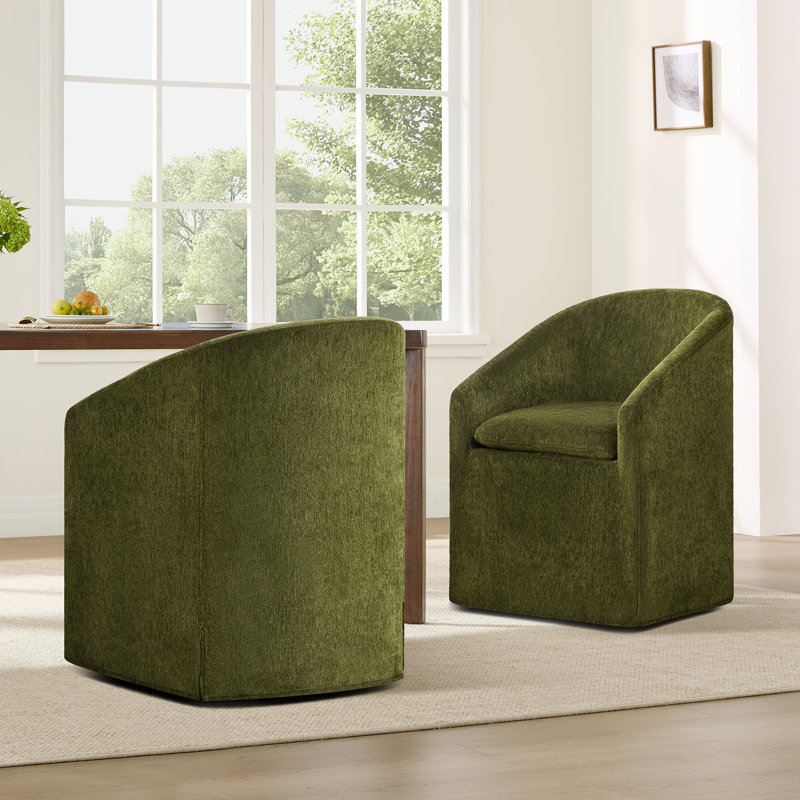 Chaise rembourrée avec housse lavable et roulettes, Vert