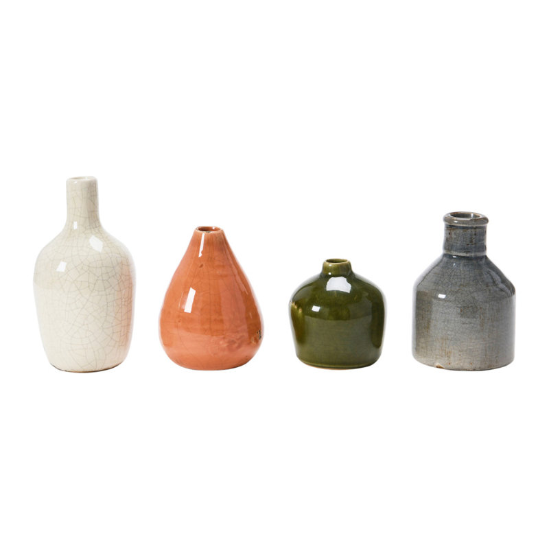 Rockton Round Terracotta Vases, White/Brown/Gray