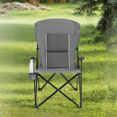 High Back Heavy Duty Lawn Chair;portable Collapsible Chair With Cup Holder by Arlmont & Co.