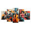 Cubist Jazz Quintet With Double Bass - Musician Wall Art, ensemble de 5 pièces