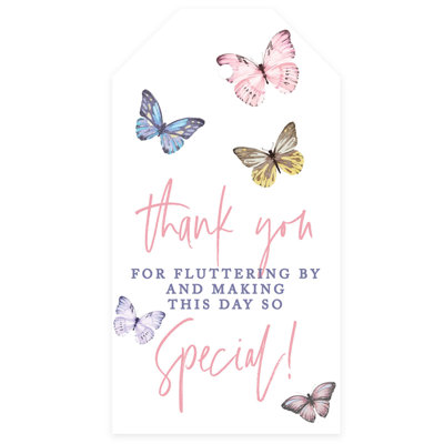 Cadeau de fête pour enfants «Classic Thank You for Fluttering» par étiquettes-cadeaux avec ficelle, paquet de 40 étiquettes papillon pour fête de naissance