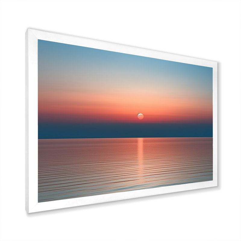 Rancourt " Minimal Coastal Sunset Skyline ", White Single Picture Framed, 16" H x 32" W x 1" D