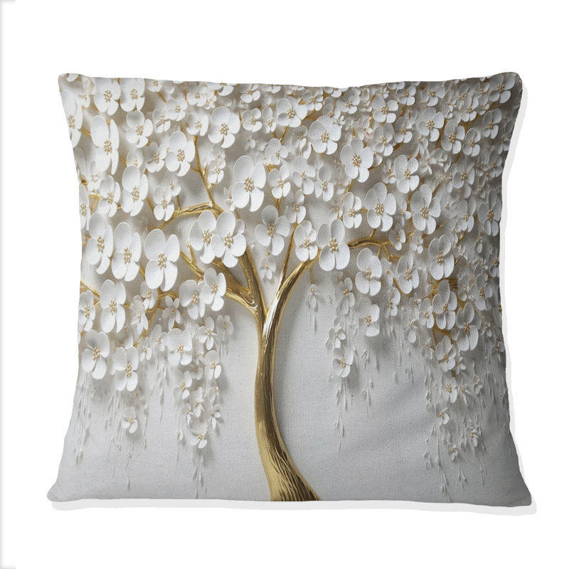 Orchidée blanche Garden Of Branches Iii I - Coussin imprimé floral, 18" x 18", Carré