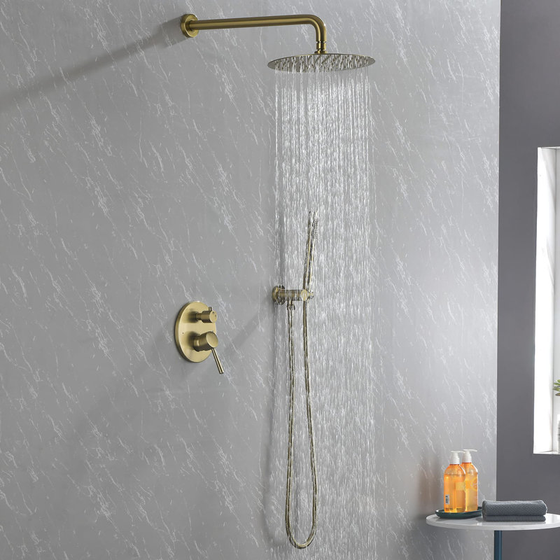 Système de douche complet avec valve brute, Or brossé