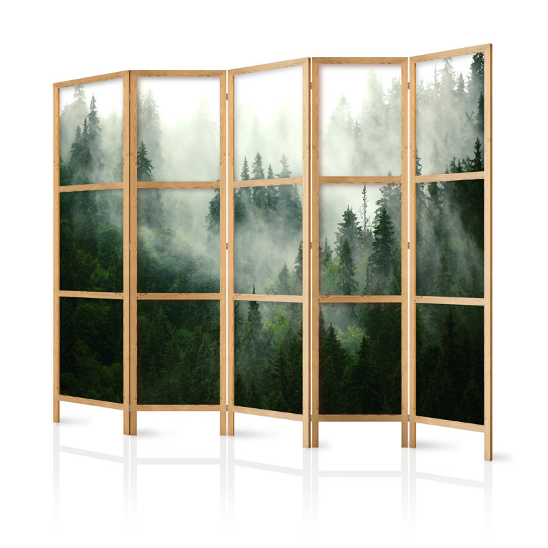 225cm W x 171cm H 5 - Panel Solid Wood Folding Room Divider
