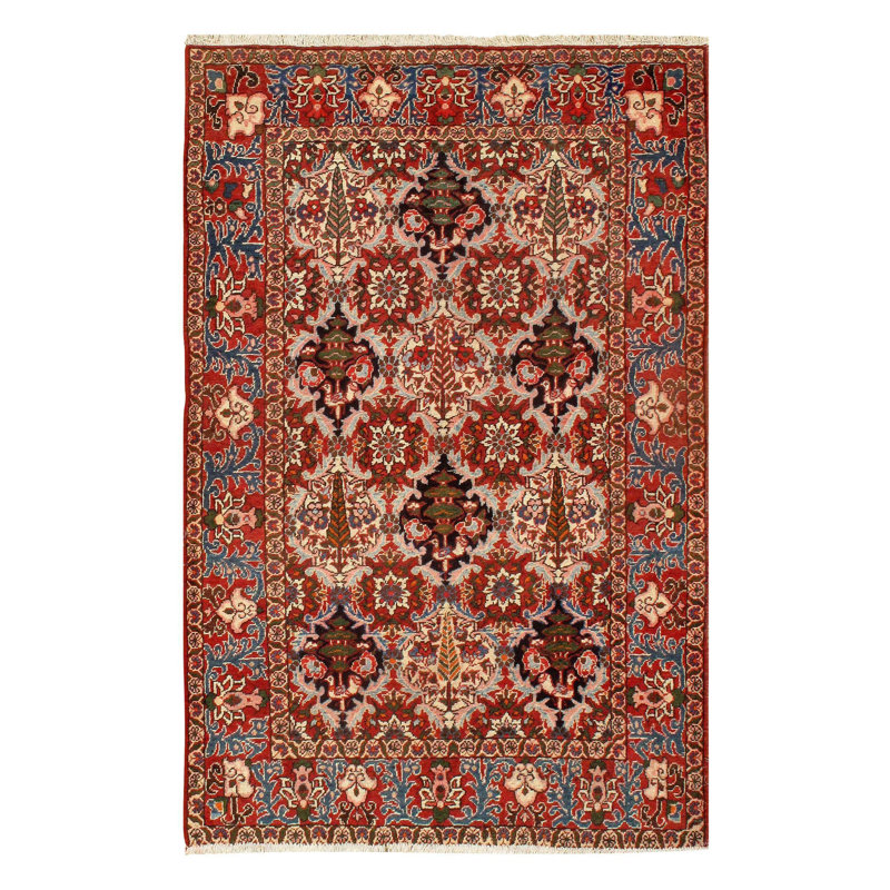 One-of-a-Kind 4'6" X 7' 1950s Area Rug in Beige/Rust