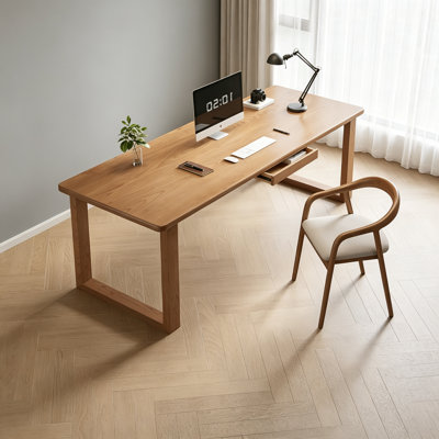 Bureau rectangulaire robuste en bois massif et cerisier