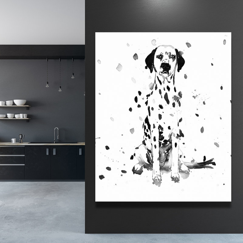 Art d'un chien dalmatien - Toile noire et blanche pour enfants