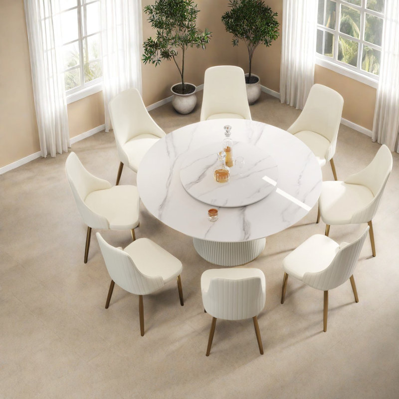 Ensemble de tables de salle à manger modernes et spacieuses, pierre frittée et conception en PU pour la maison