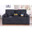 Causeuse convertible en tissu tissé gris foncé de 70 po avec console rabattable Cody II