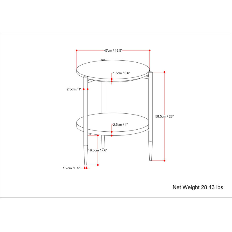 Wagner 18" Round White Marble and Acacia Wood Side Table