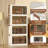 Plastic Stackable Storage Bins, 4 Pack 72QT Folding Storage Boxes with Doors and Wheels Closet Organizers and Storage Open Front Home Containers Boxes for Bedroom Dorm