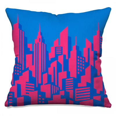 Blue Skyscrapers Double Sided Throw Pillows