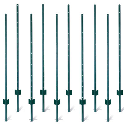 Fence Posts - 10Pack, Heavy Duty Metal Fence Post With U-Channel, Steel Fence U-Post For Holding Garden Wire Fence, Corner Anchor Posts Etc.