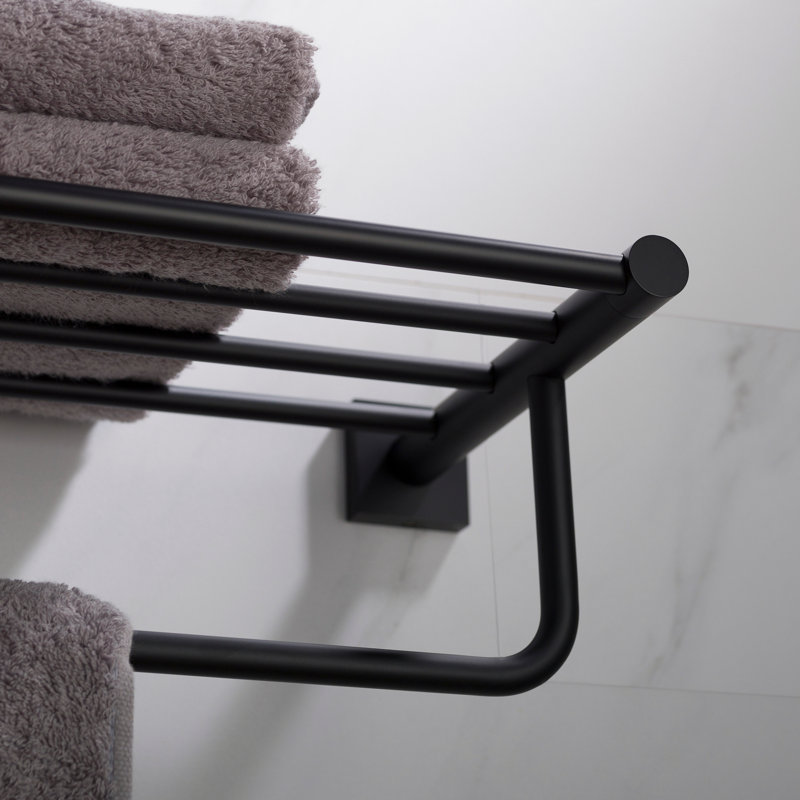 Porte-serviettes mural Ventus, Noir mat