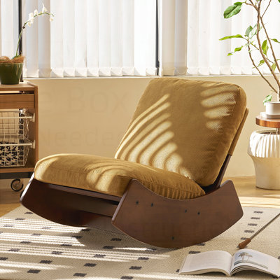 Comfortable Glider Rocking Chair, High-Quality Upholstery Glider Chair, Solid Wood Frame, Perfect For Multiple Settings Accent Reading Chair For Bedro by Latitude Run