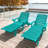 Outdoor Wood Texture Pool Reclining Lounge Chaise  With Wheels & Cup Holder (Set of 2)-1081756957