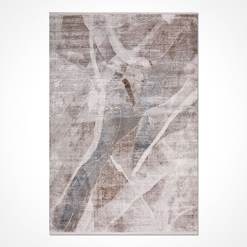 Tapis abstrait beige antidérapant lavable à la machine