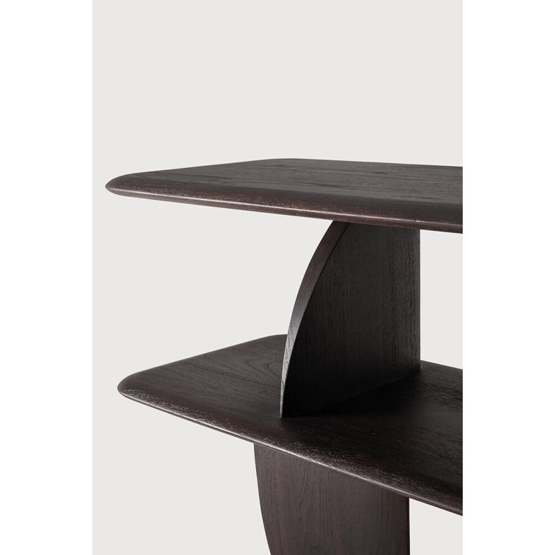 Geometric Solid Wood Geometric Bookcase, Dark Brown