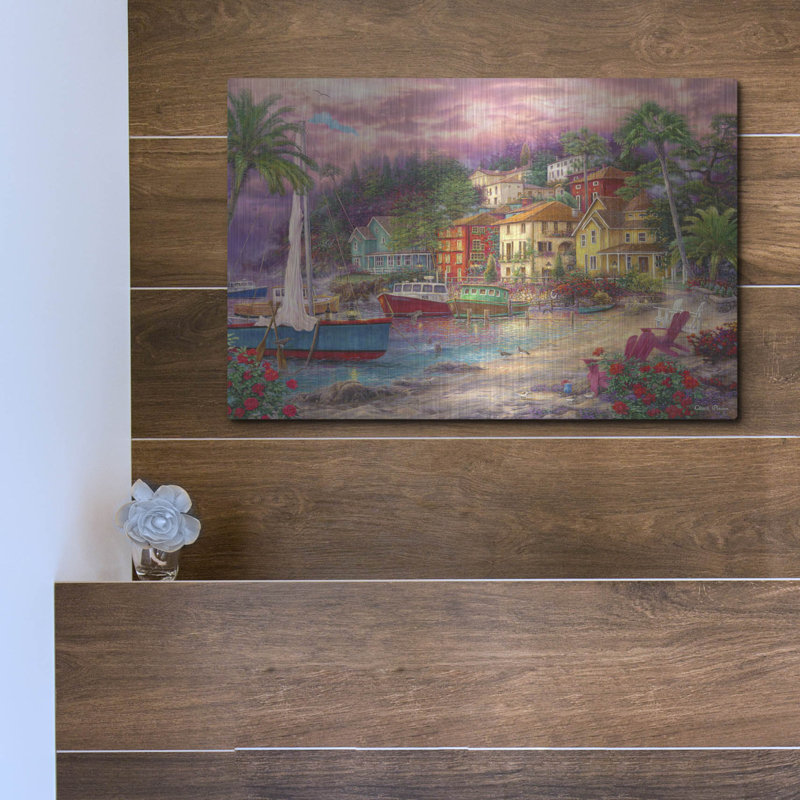 «On Golden Shores» par Chuck Pinson, art mural en métal, 24 po x 16 po, H 12 po x l 16 po