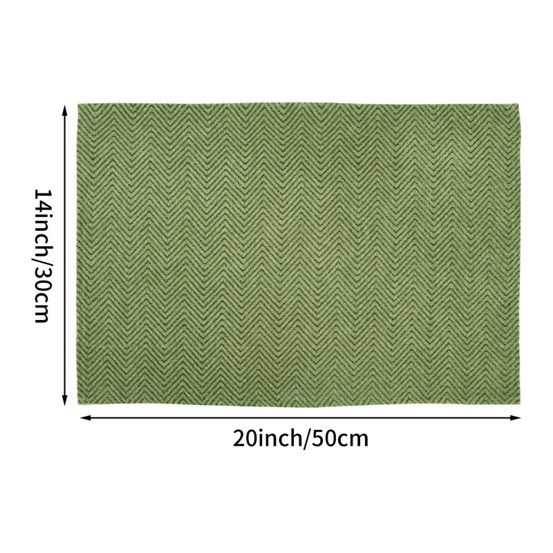 Dining Table PlaceMats Set of 4 Cloth Kitchen Table Mats | Decorative Zig Zag Pattern Mats Washable, Olive Green