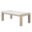 Table basse rectangulaire en marbre beige avec rubans à quatre pieds, matériau en bois d'hévéa brun, bois massif et intérieur, décor moderne pour espace de vie principal, 50,43 po de profondeur, 25,67 po de largeur, 17,87 po de hauteur, 84,4 lb