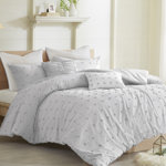 Brooklyn Cotton Jacquard Duvet Cover Set with Euro Shams and Throw Pillows