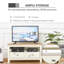 HOMcom Meuble télé d'angle jusqu'à 50 po, console de divertissement avec tiroirs et compartiment de rangement ouvert pour le salon, blanc