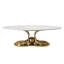 Table basse 49,2 "en faux marbre moderne avec plateau en pierre frittée, table de salon avec base en acier inoxydable