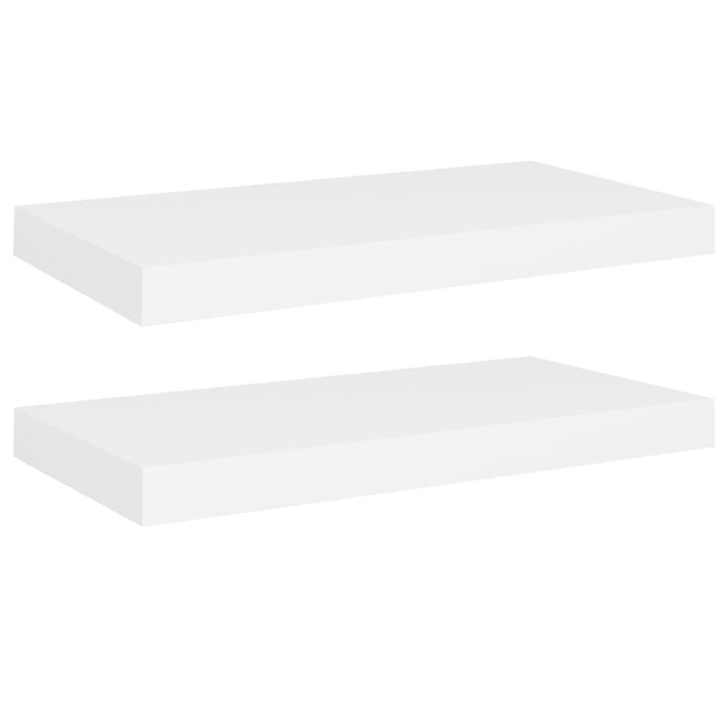Yuna Floating Wall Shelf Set Of 2, White Honeycomb MDF, Metal Accents, 16 Inch, White, 1.5'' H X 15.7'' W X 9.1'' D