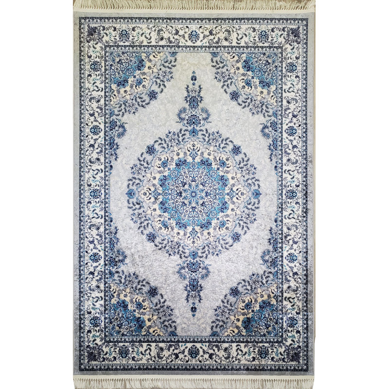Tapis gris de style sud-ouest Leopold, Rectangle 5 pi 2 po x 7 pi 5 po