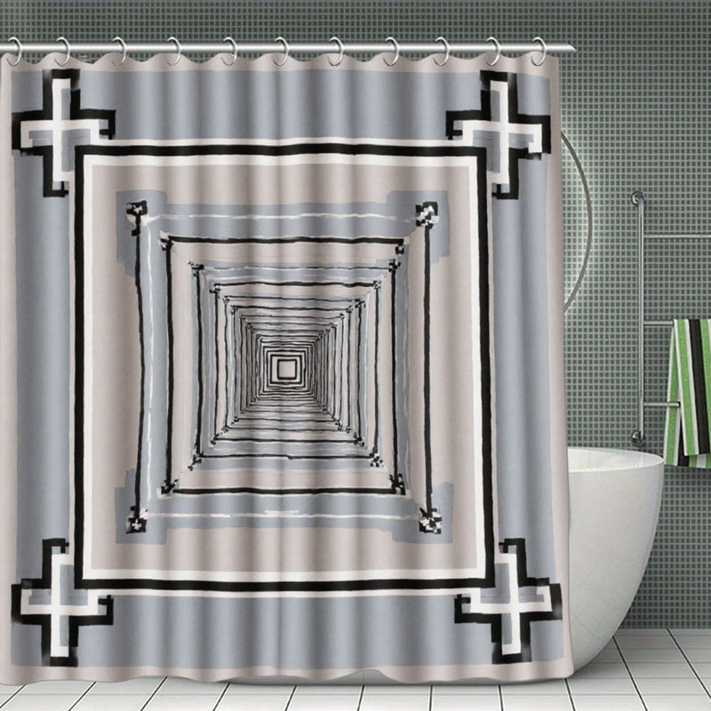Rideaux de douche géométriques 71 x 71, Motifs géométriques gris