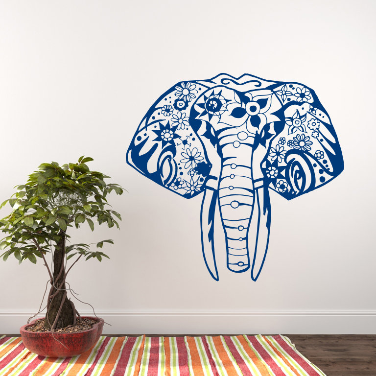 Décalcomanie murale éléphant yoga Litton, Bleu