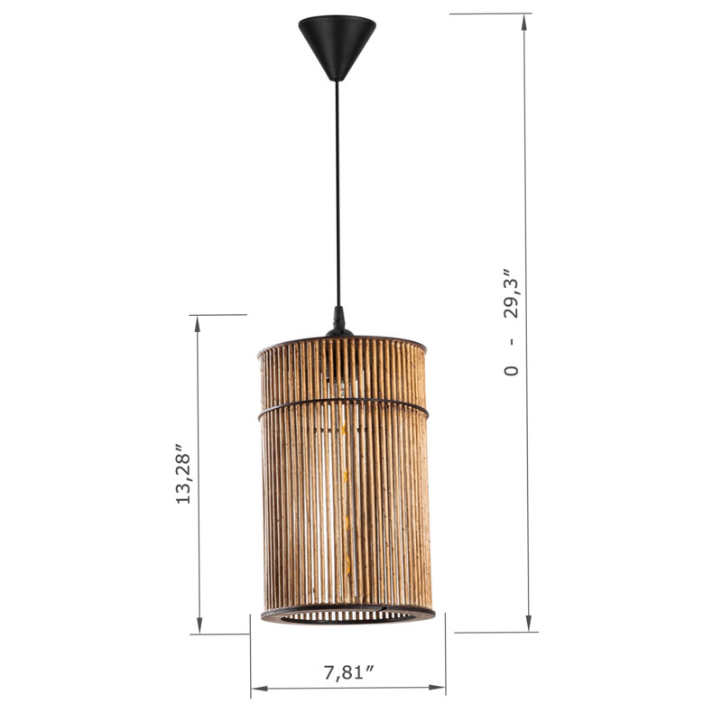 Luminaire suspendu cylindrique en bois